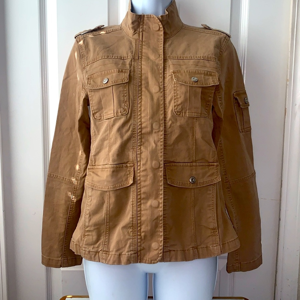 Kenzie Jeans  Utility Jacket Brown Zip Up Womans Size Small